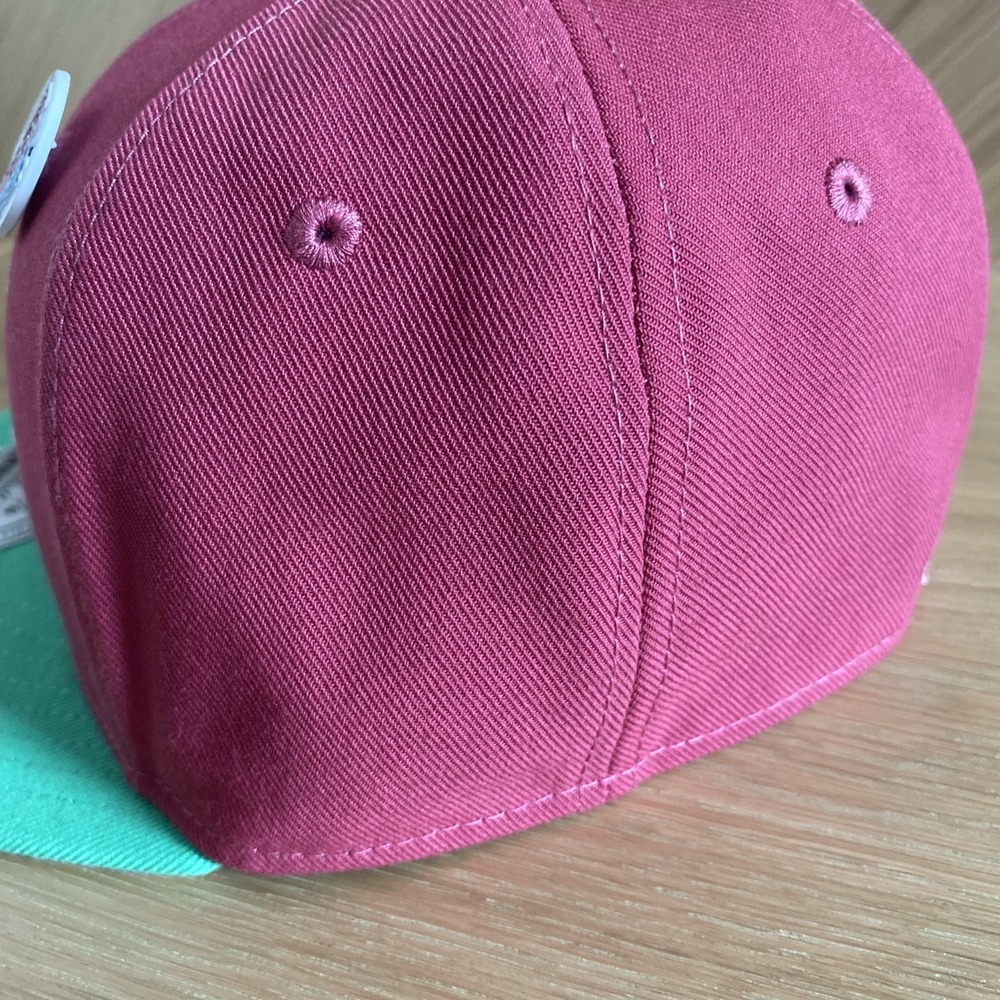 Topps Chrome Mitchell & Ness Tampa Bay Rays Pink Green Fitted 7 1/8 Hat Cap NEW! - Picture 5 of 8